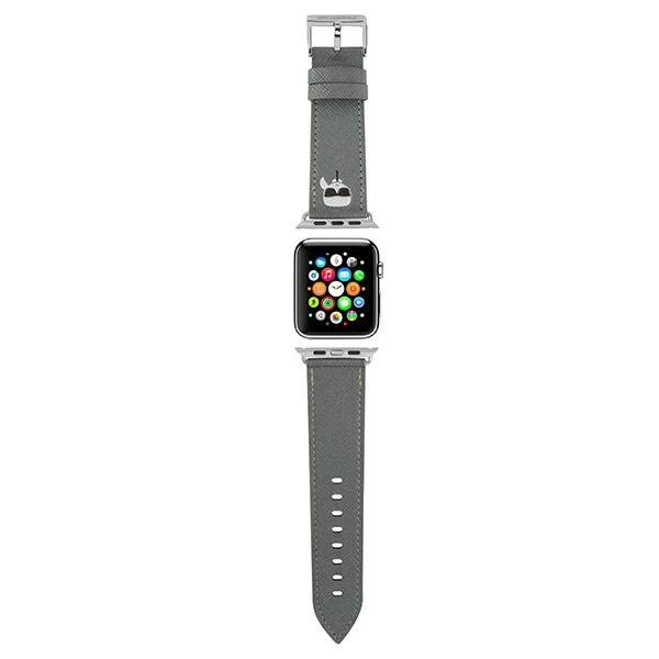 Karl Lagerfeld KLAWMOKHG Apple Watch dirželis 38/40 / 41mm sidabrinis / sidabrinis dirželis Saffiano Karl Heads
