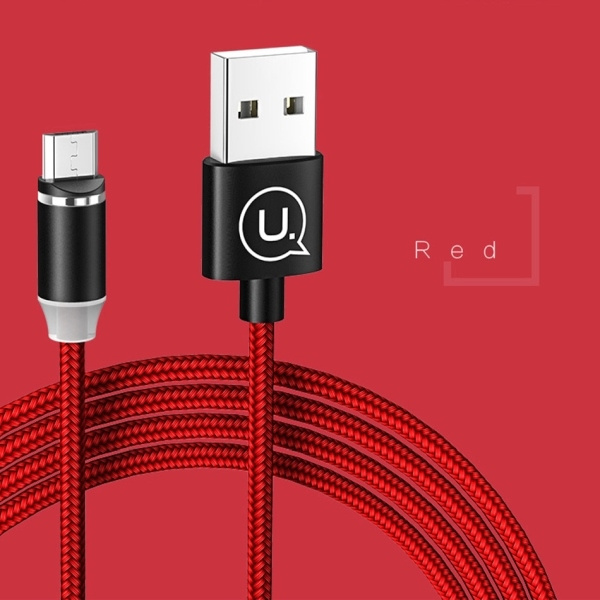 USAMS Laidas magnetinis U-SURE MICROUSB 1M 2.1A pintas raudonas SJ294USB02 (US-SJ294)