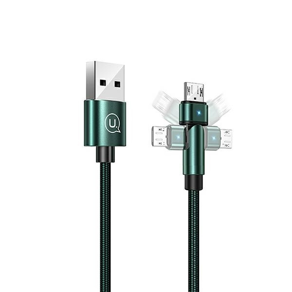 USAMS Laidas pintas sukamas U60 2A microUSB žalias 1m SJ478USB02 (US-SJ478)