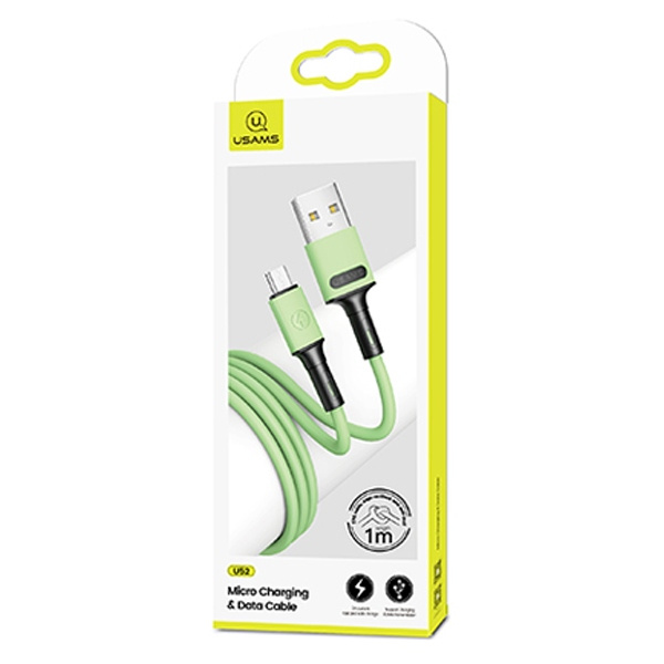 USAMS Laidas U52 MICROUSB 2A FAST CHARGE 1M žalias SJ435USB02 (US-SJ435)
