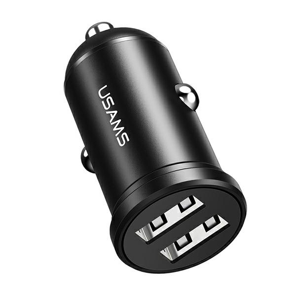 USAMS Automobilinis įkroviklis 2xUSB 2,4A Mini juodas CC114TC01 (US-CC114)