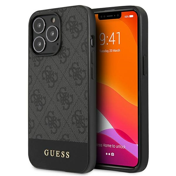 Guess GUHCP13LG4GLGR iPhone 13 Pro / 136,1" pilkas/pilkas dėklas 4G Stripe Collection