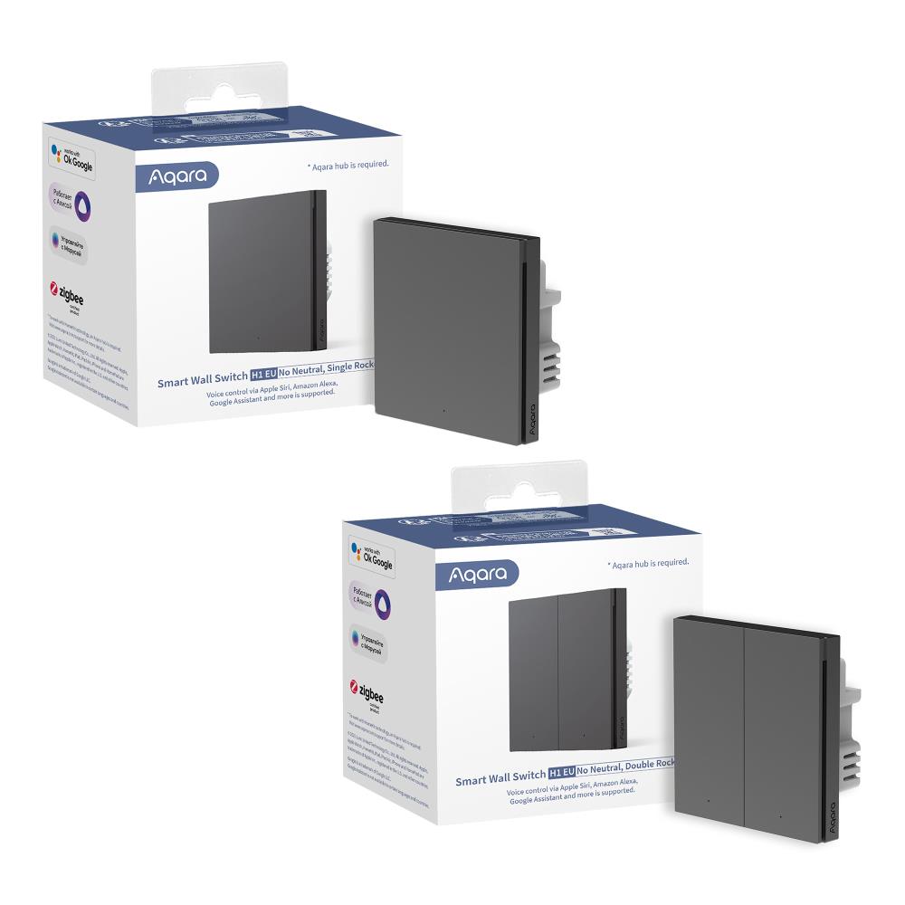 Išmaniųjų namų laidinis viengubas jungiklis WS-EUK01 Pilkas Aqara