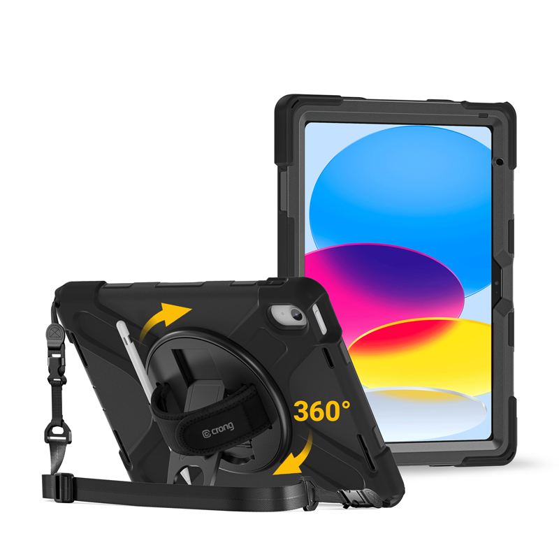 Crong Defender Plus - Rugged dėklas iPad 11" A16 (2025) / 10.9" (2022) (juodas)