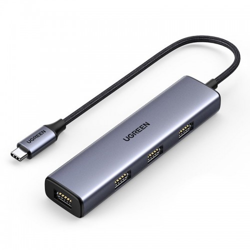 Adapteris Ugreen 2-in-1 sidabrinis (įvestis: Type-C / išvestis: 4-USB)