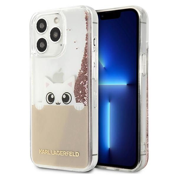KARL LAGERFELD KLHCP13XPABGNU IPHONE 13 PRO MAX 6.7 "rožinis/rožinis dėklas PEEK A BOO LIQUID GLITTER