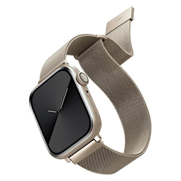 Uniq Dante nerūdijančio plieno dirželis skirtas Apple Watch 1/2/3/4/5/6/7/8/SE/SE2 42/44/45mm - smėlinis