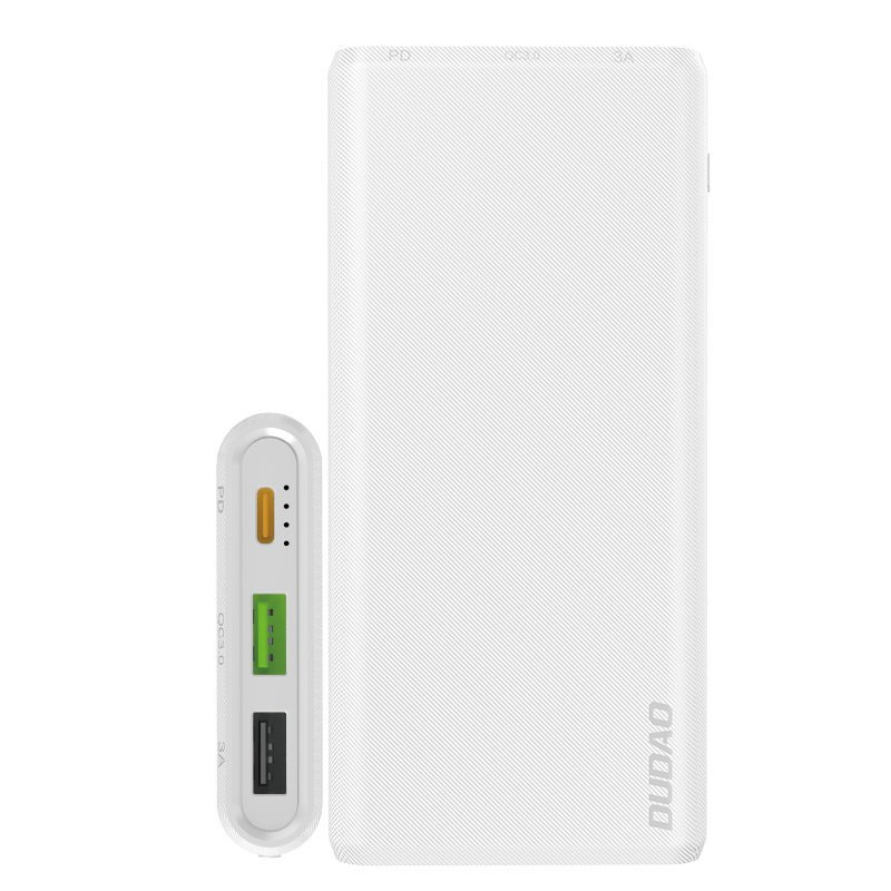 DUDAO išorinė baterija 2XUSB / 1XUSB TYP-C 10000MAH 18W baltas