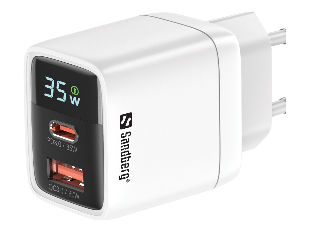 SANDBERG 2in1 įkroviklis 1xUSB-C 1xUSB 35W