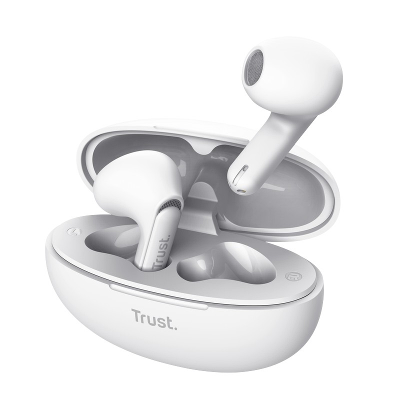 Trust Yavi - belaidis Earbuds Bluetooth TWS with Charging dėklas & ENC (baltas)