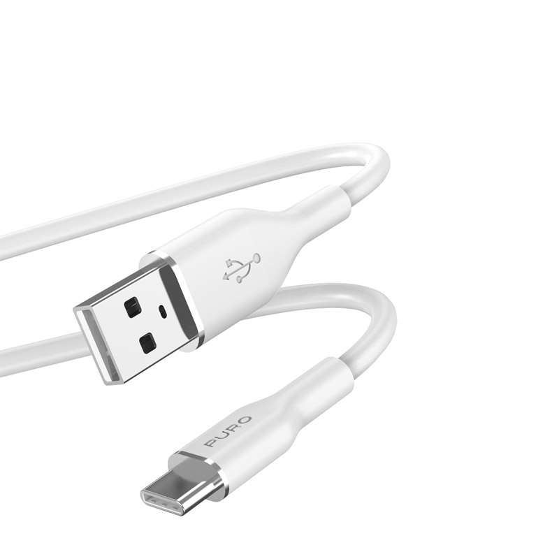 Puro Soft USB-A - USB-C kabelis 1.5m - baltas