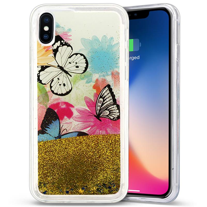 Zizo Liquid Glitter Star dėklas iPhone X (Butterflies)
