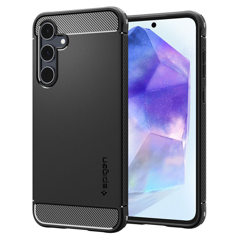 Spigen Rugged Armor dėklas telefonui Samsung Galaxy A55 5G - matinis juodas
