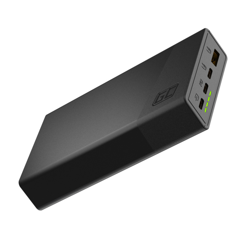 žalias Cell PowerPlay20s - išorinė baterija 20000 mAh with USB-A QuickCharge 3.0 and 2x USB-C Power Delivery 22.5W (juodas)