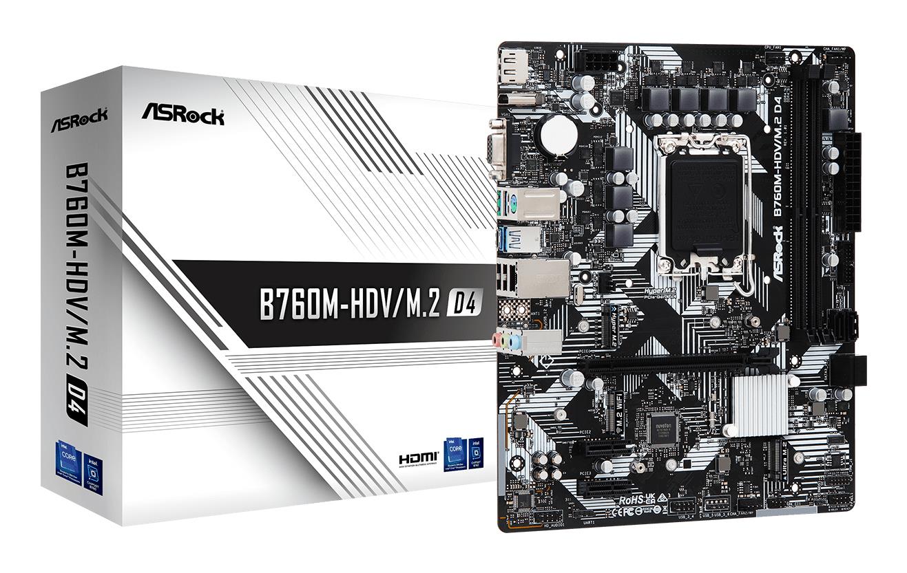 Pagrindinė plokštė ASROCK Intel B760 LGA1700 DDR4 Micro-ATX
