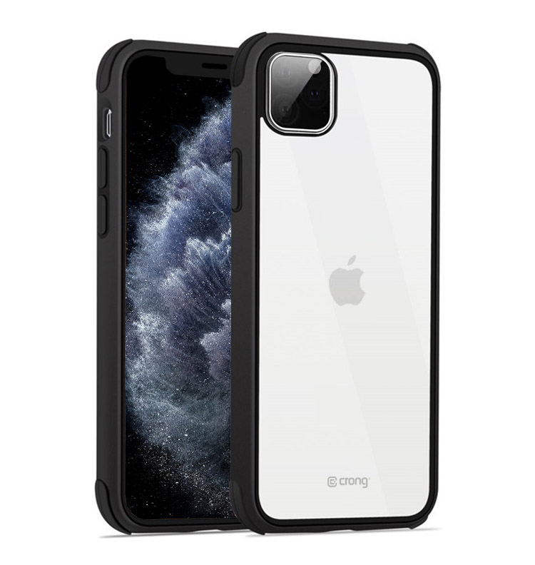 Crong Trace Clear Cover - iPhone 11 Pro dėklas (juodas/juodas)