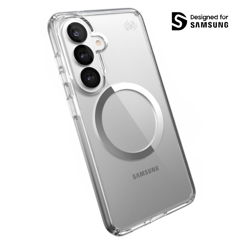 Speck Presidio Perfect-Clear Magnet - Samsung Galaxy S26 MagSafe dėklas (Clear/Clear/sidabrinis)