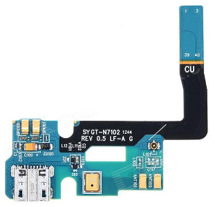 Lanksčioji jungtis Samsung N7100 Note 2 su įkrovimo kontaktu ir mikrofonu ORG