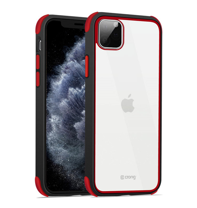 Crong Trace Clear Cover - iPhone 11 Pro dėklas (juodas/raudonas)