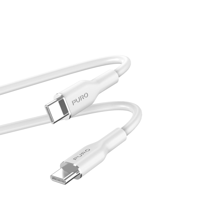 Puro Soft USB-C - USB-C 60W 1.5m silikoninis laidas - baltas