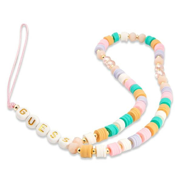 Guess pakabukas GUSTFLWP telefono dirželis rožinis Heishi Beads