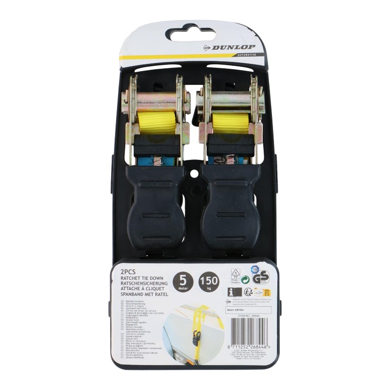 Стяжные ремни Dunlop с храповым механизмом, 5 м, 150 кг, 2 шт.