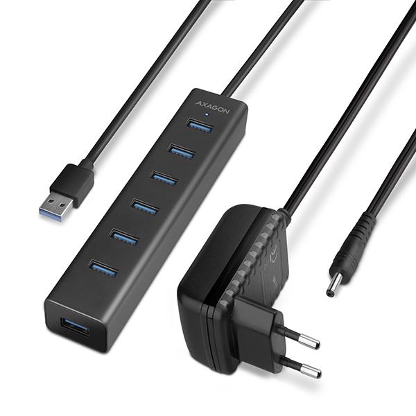 USB3.0 šakotuvas 7 prievadų su maitinimu 1.2m HUE-SA7BP Axagon