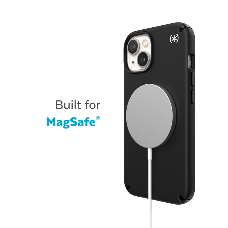 Speck Presidio2 Pro MagSafe - Antibacterial iPhone 15 Plus / 14 Plus dėklas (juodas / juodas / baltas)