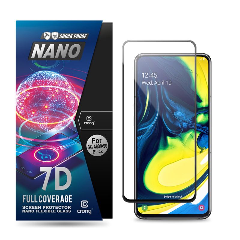 Crong 7D Nano lankstus Glass – Full Coverage Hybrid ekrano apsauga 9H Samsung Galaxy A80 / A90