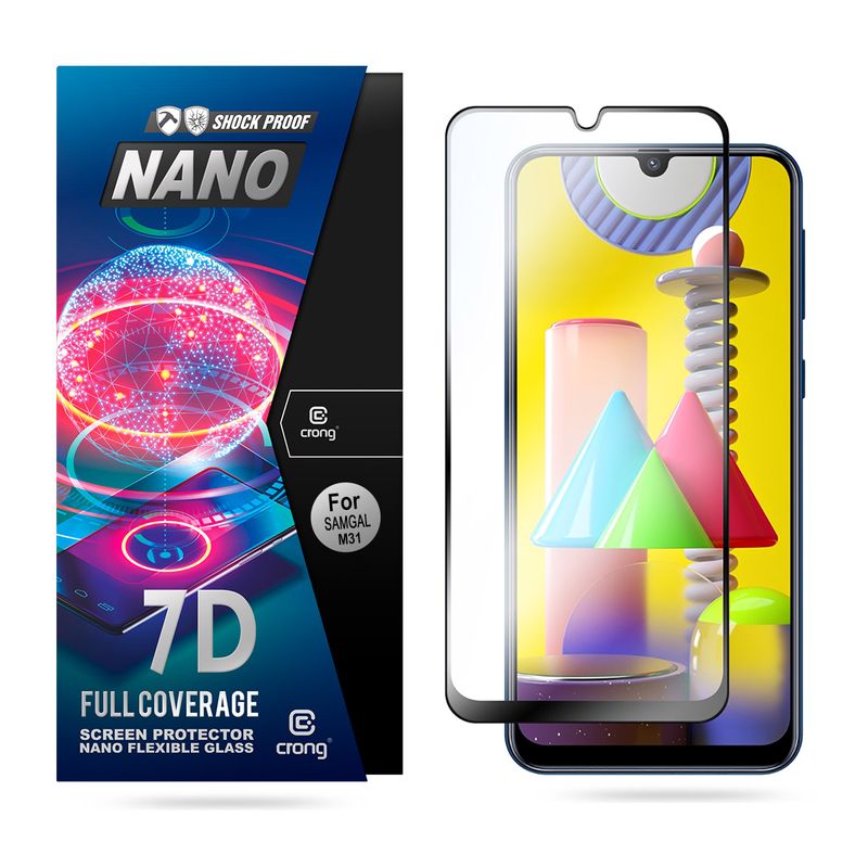 Crong 7D Nano lankstus Glass - 9H hybrid glass the entire Samsung Galaxy M31 screen