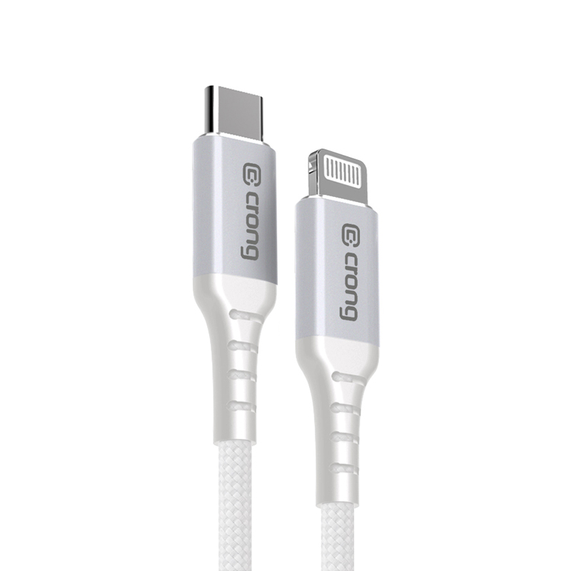 Crong Armor Link - USB-C Lightning Fast Charging MFi laidas 150cm (baltas)