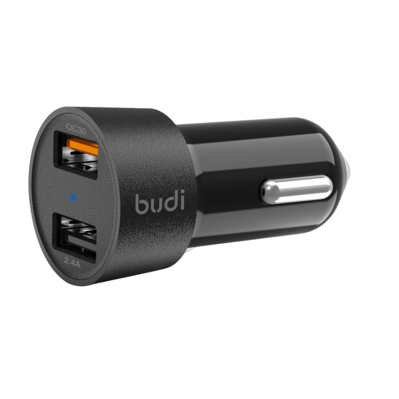 Budi - QC 3.0/2 USB automobilinis įkroviklis with LED indicator