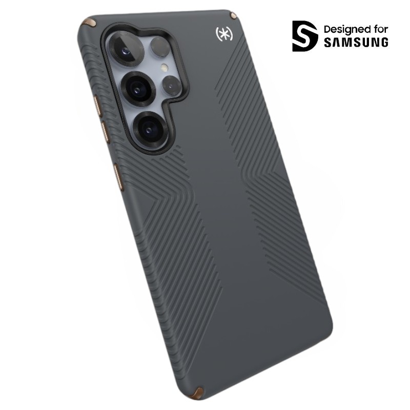 Speck Presidio2 Grip Magnet - Samsung Galaxy S25 Ultra MagSafe dėklas (Charcoal Grey/Cool Bronze/baltas)