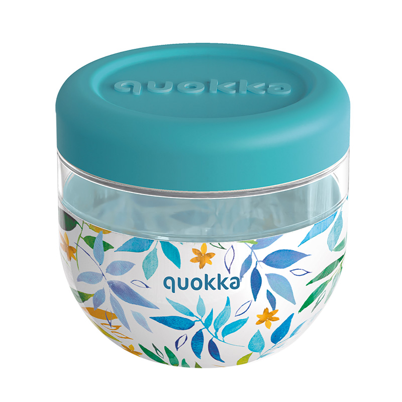 Quokka Bubble Food Jar 770 ml maisto indas, akvarelinių lapų raštas