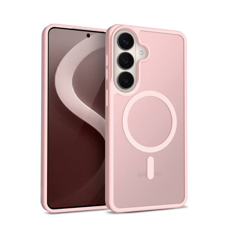 Crong Hybrid Matte Magnetic - MagSafe dėklas Samsung Galaxy S26 (rožinis)