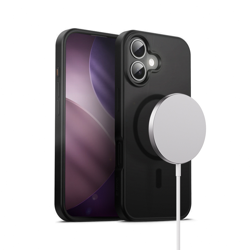 Crong Hybrid Frost MAG Cover - MagSafe iPhone 17 dėklas (juodas)