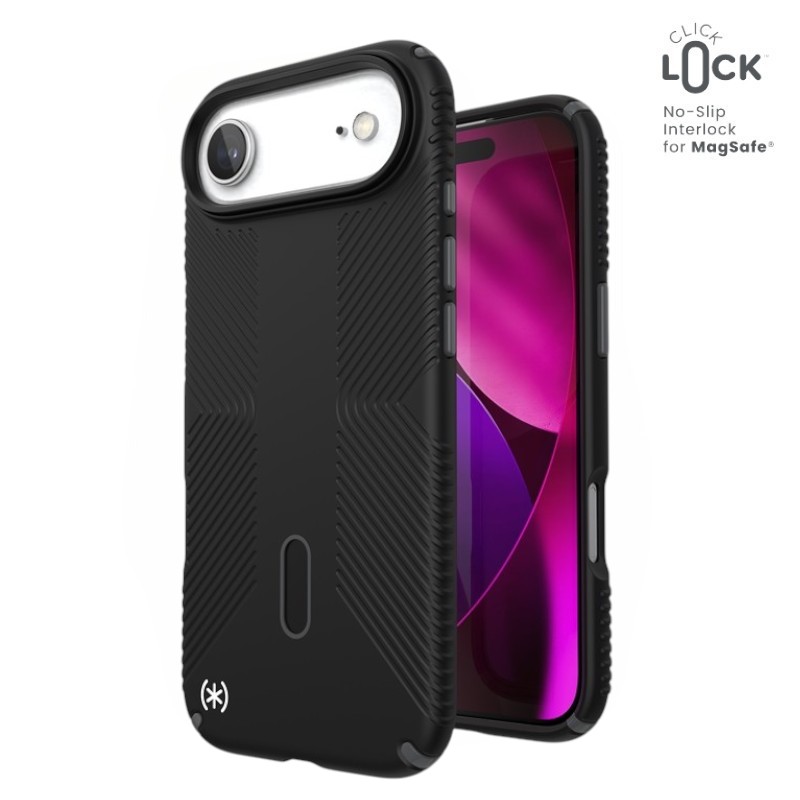 Speck Presidio2 Grip ClickLock & MagSafe - iPhone Air dėklas (juodas / Slate pilkas / baltas)