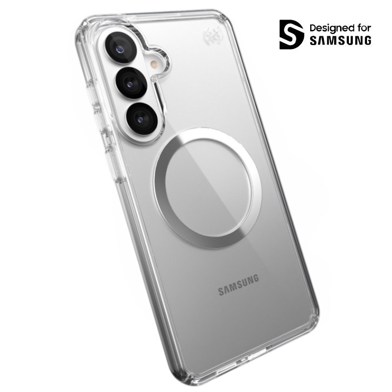 Speck Presidio Perfect-Clear Magnet - Samsung Galaxy S26+ MagSafe dėklas (Clear/Clear/sidabrinis)