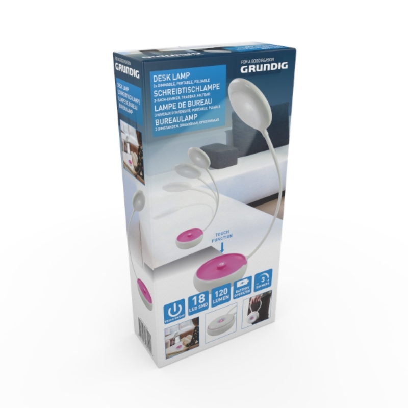 Grundig - Folding LED office lamp 15cm (rožinis)