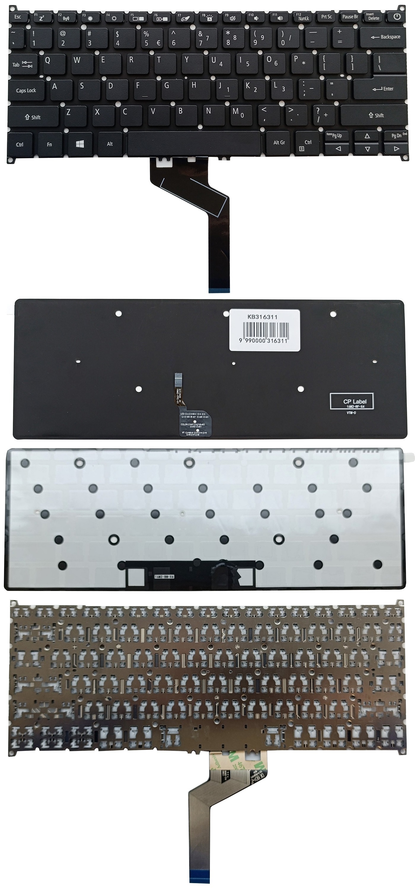 Klaviatūra ACER: Swift SF514-52, SF514-54, SF314-42, SF314-52, su pašvietimu, US