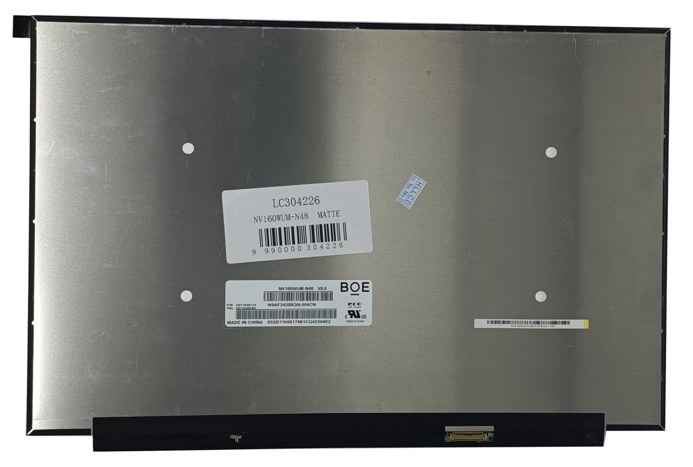 Ekranas 16.0", 1920x1200, 60Hz, matinis, 30pin, dešinėje, IPS