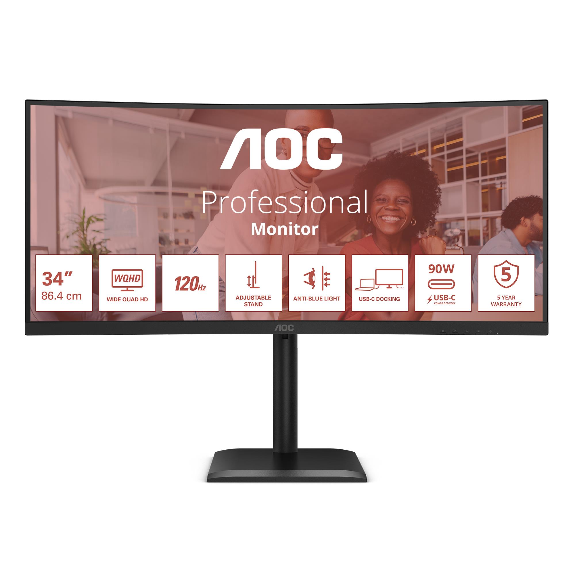 Monitorius AOC 34" UltraWide QHD 3440x1440 LCD Išlenktas CU34E4CV