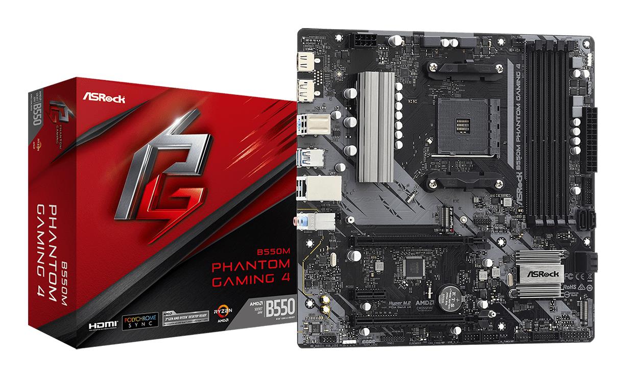 Pagrindinė plokštė ASROCK B550M Phantom Gaming 4 AMD B550 SAM4 DDR4 MicroATX
