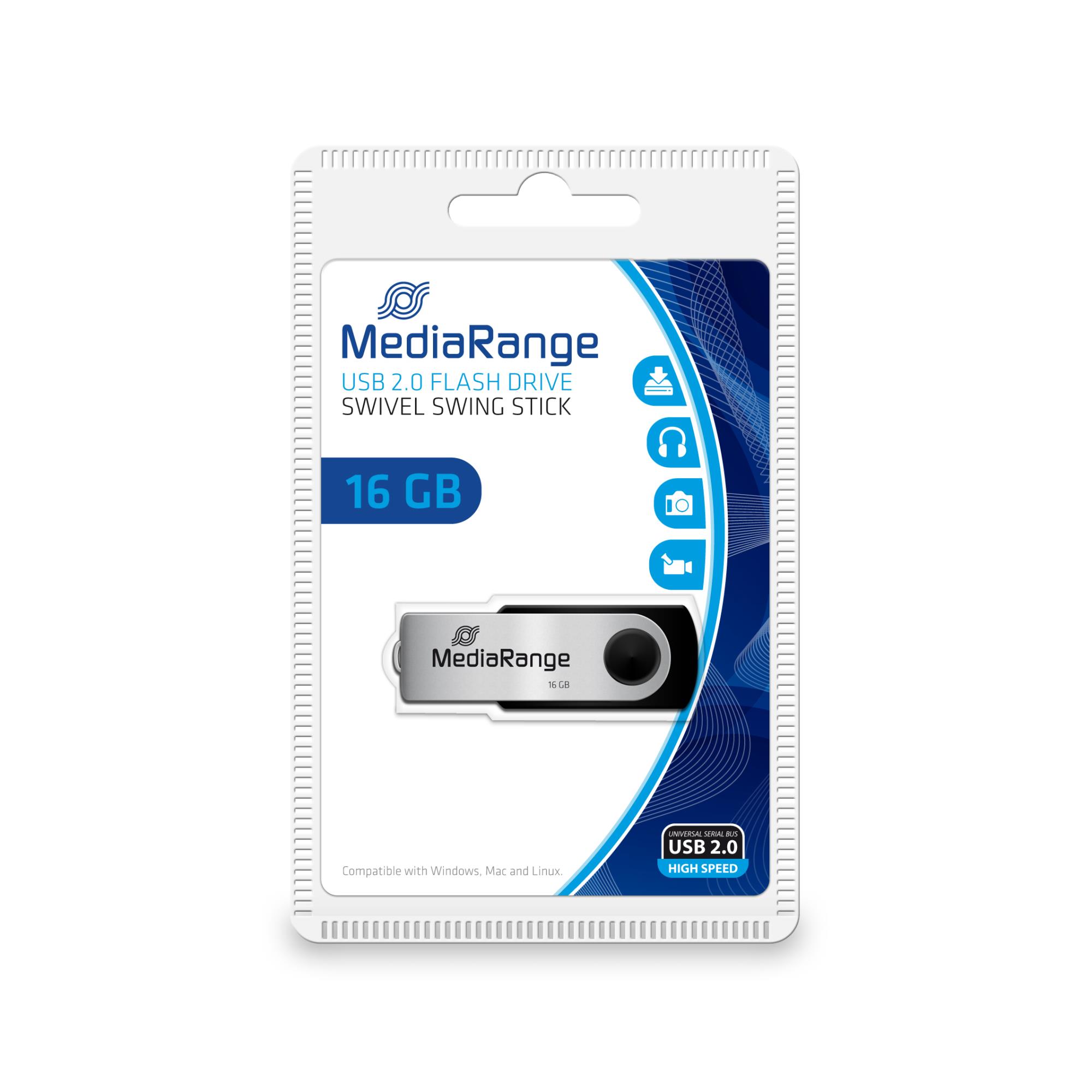 USB atmintinė USB2 16GB MediaRange MR910