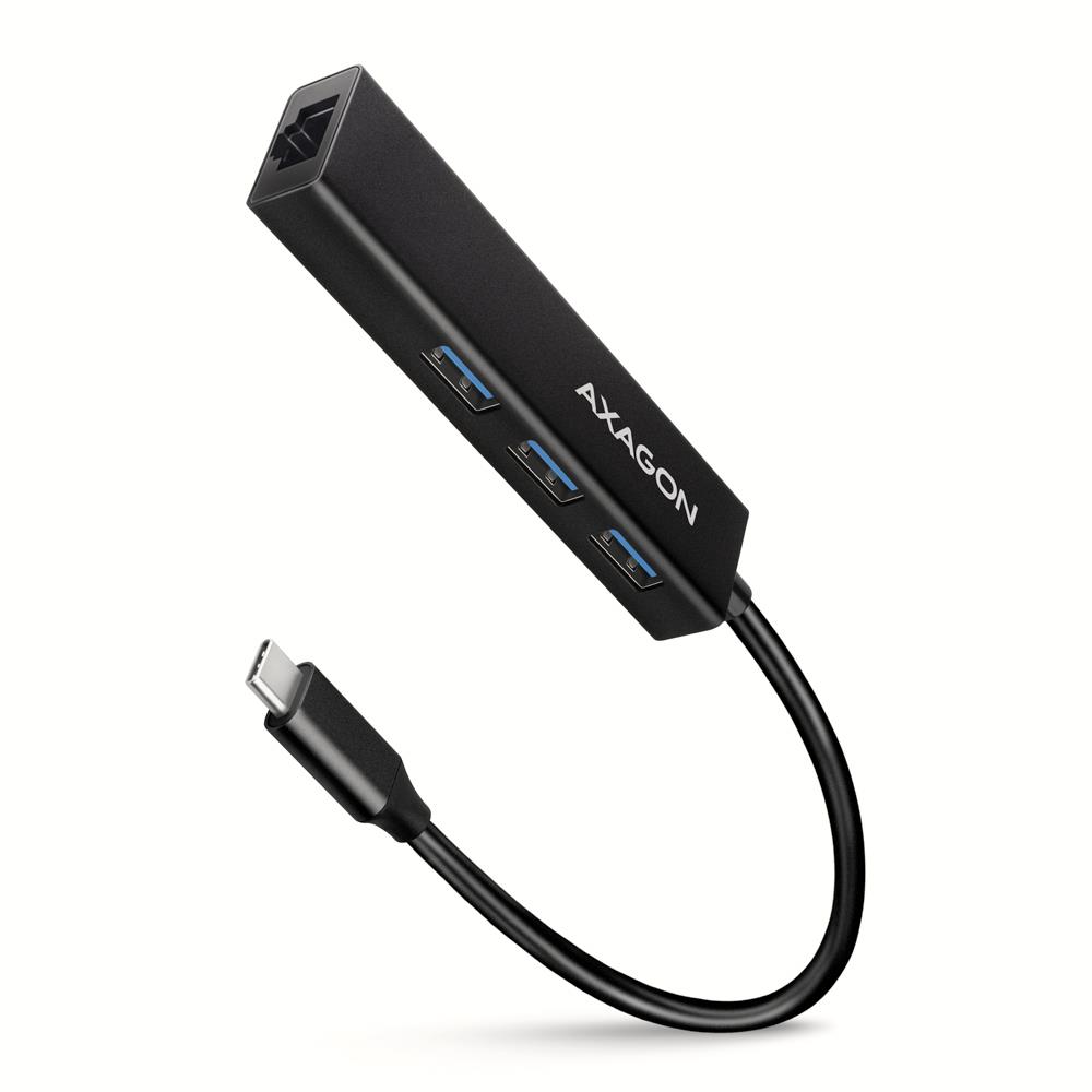 USB-C šakotuvas 4 prievadų su LAN 0.2m HMC-GL3A Axagon