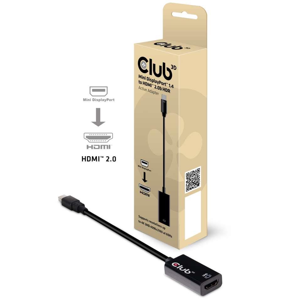 Mini DP į HDMI aktyvus adapteris CAC-1180 Club3D