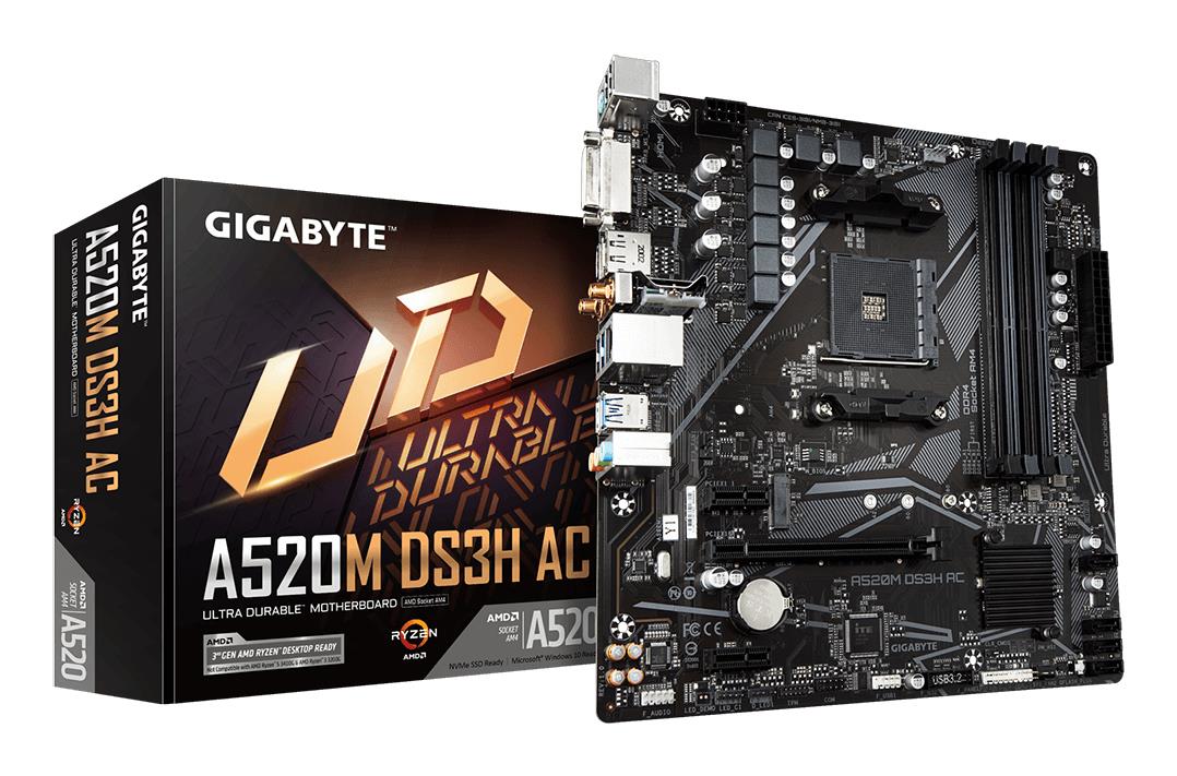 Pagrindinė plokštė GIGABYTE AMD A520 SAM4 DDR4 Micro-ATX