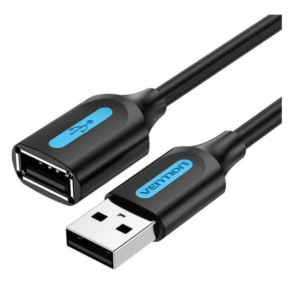 USB 2.0 laidas vyras-moteris 3m juodas Vention