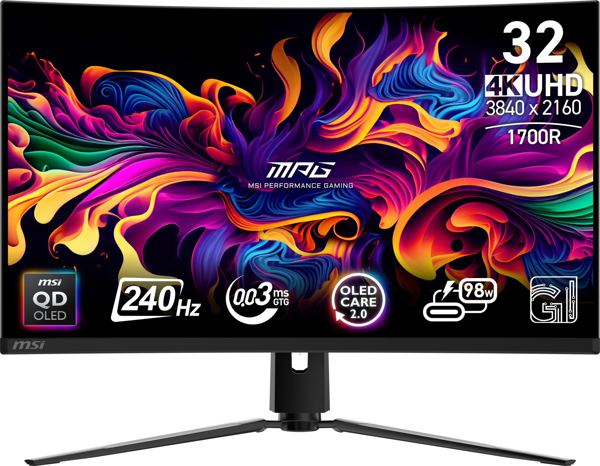 Monitorius MSI MPG 321CURX QD-OLED 31.5" žaidimų išlenktas 4K 3840x2160 240Hz 0.03ms