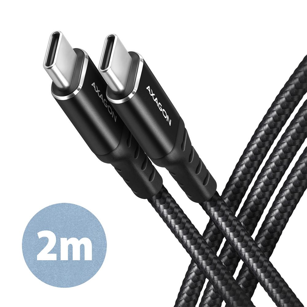 Axagon USB-C į USB-C laidas 2m 60W HQ juodas BUCM-CM20AB